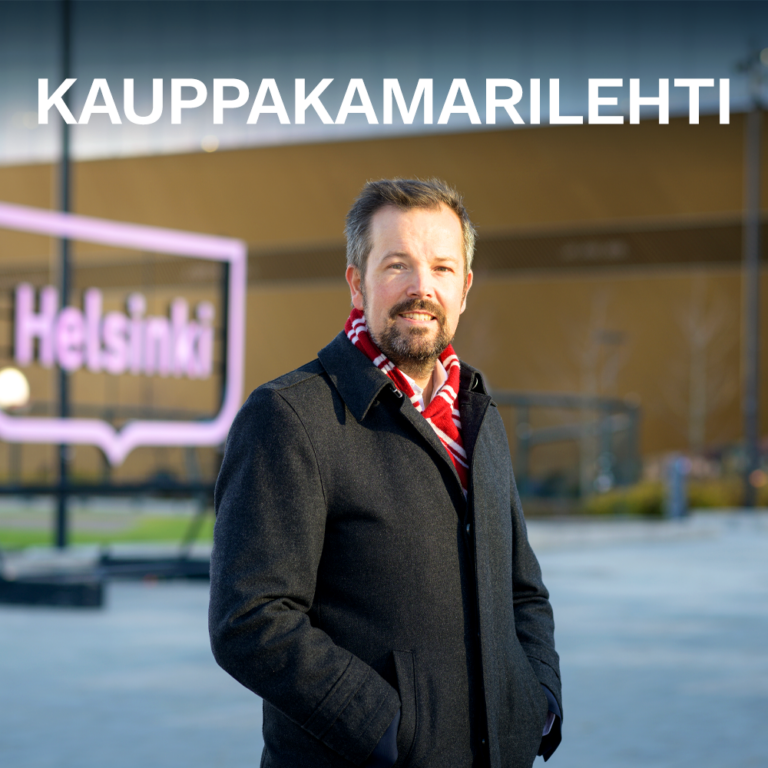 Helsingin seudun kauppakamarin Kauppakamarilehti 4/2024. Kuvassa Helsingin maahanmuuttojohtaja Glenn Gassen. 